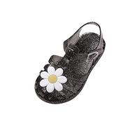 2-9 Years Girls Jelly Shoes UK Deals Clear Flat Water Shoe Flower Hollow Out Roman Sandals Children Summer Flat Clog Glitter Sneakers Non-slip Soft Sole Beach Footwear Slip On Garden Pool Sliders