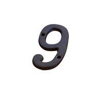 2.95 Inch House Numbers with Screws Modern Metal Door Number Cast Iron Address Numbers Letters Sign, for Outside Mailbox Apartment Yard Room Street Hotel Wall Decor Garden Cafe(9)