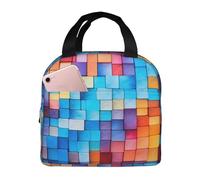 2 Abstract Mosaic Print Portable Lunch Bag for Men Women Perfect for Office, Picnic, Travel