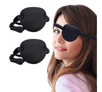 2 Adjustable Eye Patches for Medical Use, Soft & Comfortable Pirate-Style Cover, Ideal for Lazy Eye (Amblyopia), Strabismus Treatment, Post-Surgery Recovery - Black