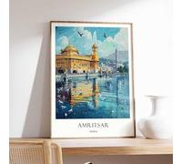 2 Amritsar Poster Home Decor Travel Art Indian Wall Art India Travel Poster City Print Amritsa A4 Poster on Canvas - Wall Art Home Decor Movie Poster Canvas Film Cinema Retro Vintage Cult Classic Nos