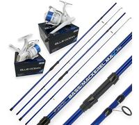 2 AP Bass Mackerel Spinning Rod 10ft 2pc Sea Fishing Lure + 2 Blue Ocean 70 Reel