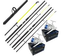 2 AP Beachcaster Sea Fishing Rod 12ft 3pc +Lidsters BLUE OCEAN 70 Reel BLUE Line