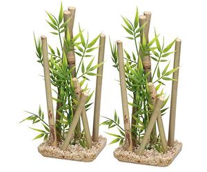2 Aquatic Aquarium Decor Bamboo Stick Medium Fish Tank Ornaments 9x11x25cm