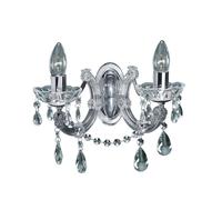 2 Arm Crystal Glass Wall Light In Chrome