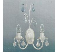 2 Arm Sophia Crystal Droplet Wall Light Floral Design Indoor Fitting (Cream/Gold)