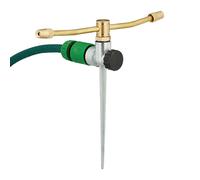 2 Arm Sprinkler Rotating Circular Lawn Spray Flowerbed Garden Ground Stake