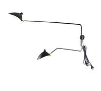 2 Arm Wall Light with Switch Plug Cord 360 Rotating Black Shades Wall Lamp Indoor Swing Long Arm Adjustable Sconce Lamp Vintage Industrial Style Wall Lighting Decoration Bedroom Living Room E27