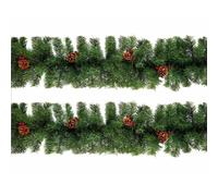2 Artificial Christmas Garland Red Berry Pine Cones Green Garland 2.7M