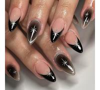2. Autumn Winter Coffee False Nails 24Pcs Punk Floral Design For Office False Nails