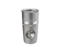 2 Axolotls Floating in Space Over a Full Moon Funny Weird Stainless Steel Insulated Tumbler