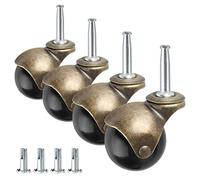 2" Ball Caster Wheels, casters Set of 4 Brass Vintage Antique casters 5/16" x 1 1/2" (8 x 38mm) Wheels Pole with Sleeve for Furniture, Chairs, Cabinets, （casters Set of 4 Heavy Duty）