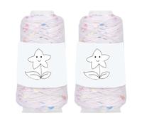 2 Balls Sequin Sparkle Cotton Yarn, Metallic Lurex Sequin Thread Accessories Knit it in Yarn for Knitting and Crocheting 100g (Illusion White, L)