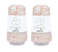 2 Balls Sequins Sparkle Cotton Yarn, Lurex Sequin Thread Accessories Knit it in Yarn with Metallic Shine for Knitting and Crocheting 100g (Illusion Beige, L)