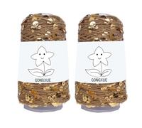 2 Balls Sequins Sparkle Cotton Yarn, Lurex Sequin Thread Accessories Knit it in Yarn with Metallic Shine for Knitting and Crocheting 100g (Illusion Brown, L)