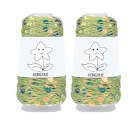 2 Balls Sequins Sparkle Cotton Yarn, Lurex Sequin Thread Accessories Knit it in Yarn with Metallic Shine for Knitting and Crocheting 100g (Spring Green, L)