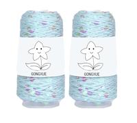2 Balls Sequins Sparkle Cotton Yarn, Lurex Sequin Thread Accessories Knit it in Yarn with Metallic Shine for Knitting and Crocheting 100g (Mint Green, L)