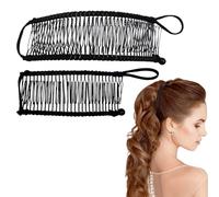 2 Bannana Hair Clips Set for Thick and Fine Hair, Including 40 Teeth Strong Clincher Comb and 30 Teeth Curly Hairclips, Streychable Banana Hairclip, Non-Slip Double Clips with Elastic No Crease