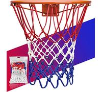 2 Basketball Nets Super Duty - Swish Tech - for Standard Indoor or Outdoor Rims - Long Lasting and Tangle Free (Red White Blue)