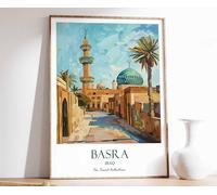 2 Basra Print Basra Travel Poster Middle East Travel Print Islamic Decor Gift for Muslim Iraq A Poster A5 - Wall Art Home Decor Movie Poster Canvas Film Cinema Retro Vintage Cult Classic Nostargic Sa