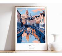 2 Bath Poster England Poster Travel Poster Bath Print Georgian Architecture Poster Roman Baths Poster A5 - Wall Art Home Decor Movie Poster Canvas Film Cinema Retro Vintage Cult Classic Nostargic Sag