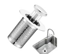 2 Bathroom Sink Stopper With Hair Strainer Catcher - Upgrade Bathtub Sink Strainer Pop-Up Sink Filter | Anti Clogging Sink Drain Stopper | Stainless Steel Metal PVC Bounce Core | Pop Up Sink Stoppe