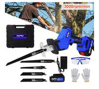 (2 Batteries) Cordless Brushless Reciprocating Saw 21V Electric Saw with 4 Saw Blades Various Speed for Cutting Metal Wood PVC Pipe