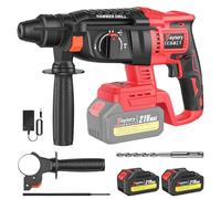 2 Batteries + Cordless Hammer Drill SDS Rotary Heavy Duty Electric Impact Hammer 21V Cordless Hammer Drill, Rotary Hammer Drill SDS Plus 4 Mode Chisel Action Demolition Breaker