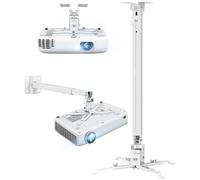2-Be-Best Long Projector Mount Adjustable Projector Ceiling Mount Capacity 42 LBS / 19KG Projectors Mount for Ceiling Height 25-39"/ 63-100CM Drop Ceiling Projectors Mounts Upgraded White