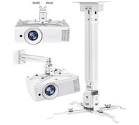 2-Be-Best Projector Ceiling Mount Wide Pipe Universal 3-in-1 Projector Wall Mount Bracket with Adjustable Arm, Flush Mount Option, Built-in Cable Management for Office Home White