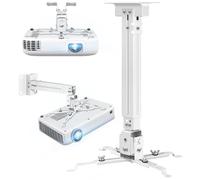 2-Be-Best Projector Ceiling Mount Wide Pipe Universal 3-in-1 Projector Wall Mount Bracket with Adjustable Arm, Flush Mount Option, Built-in Cable Management for Office Home White