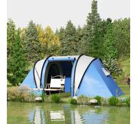 Outsunny 2 Bedroom Camping Tent with Living Area, 3000mm Waterproof, Blue, Blue