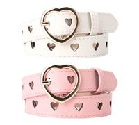 2 Belts For Girls, Heart Cutout Belt, Children'S Belt, Adjustable Metal Buckle Belt, Suitable For Many Kinds Of Clothing