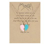 2 Best Friend Necklaces Half Hearted Friendship Forever Necklace Pendants Gifts For Girls Female And Couples for Women Crystal (B, One Size)