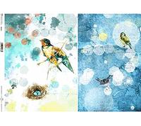 2 Bird Design Motives Yellow + Blue Rice Paper R0391L - 1 x A3 Sheet of decoupage Rice Paper