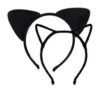 2 Black Cat Ears Headband,Soft Fabric Mouse Eopard Ears,Chipmunk Rat Bat Tiger Wolf Ears,Halloween Accessories Cat Woman Costume for Adult Women Girls Boy Kids Catwoman Outfit Fancy Dress Hair Band