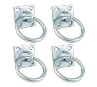 2" Black Chain Tie Ring On Plate Tie Ring Pack Horse Stable Tack Room 50MM x 50MM (4, Galvanised)