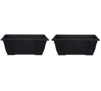 2 Black Venetian Patio Trough Pot Planter Large Plastic Garden Plant Pot 60cm