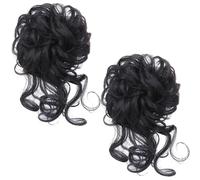 2 Black Wig Loops, Women's Hair Accessories, Hair Extensions, Wig Pieces, Curly Bun, Bun Extension, Clip-On Hair, Messy Bun, for Women With Thin Hair, Short Hair Extensions, Hair Accessories
