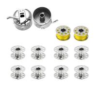 2 Bobbin Case and 10 Metal Bobbins - Will Fit Singer, Brother, Janome, Toyota, New Home & More Domestic Sewing Machines