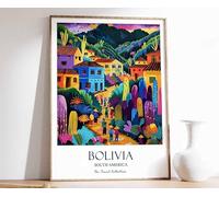 2 Bolivia Print Bolivia Travel Poster Latin Travel Print Tropical Decor Botanical Print Latin A Poster A5 - Wall Art Home Decor Movie Poster Canvas Film Cinema Retro Vintage Cult Classic Nostargic Sa