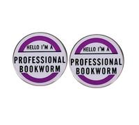 2 Book Lover Pins,Hello I'm a Professional Bookworm Alloy Badge, Backpack, Jacket, Hat Accessories for Men and Women