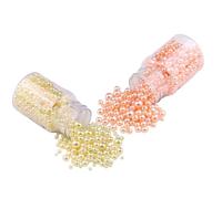 2 Bottles 3-8mm Pearl Beads for Craft Round Loose Beads for Bracelets,Necklaces Decoration Making 1040pcs-Light Yellow and Orange