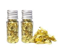 2 Bottles Edible Gold Leaf Flakes, Food Decorative Gold Leaf, Multifunction Foil Gold Paper DIY Craft Gold Leaf Home Restaurant Decor Gold Foil for Cake Chocolate Decoration