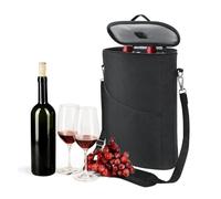 2 Bottles Wine Cooler Bag,Wine Tote Carrier,Insulated Leakproof Cooler Backpack with Shoulder Strap,Portable Wines Tote Bag for Travel,Christmas Party,Picnic, Camping, Fishing