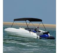 2-Bow Bimini Top, Black, 150 x 120 x 110 cm, Boat Cover with Aluminium Frame and Rustproof Stainless Steel Parts, Weatherproof, Waterproof, Breathable, for Dinghy, Motorboat, Sailing Boat