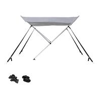2 Bow Boat Bimini Top, Aluminum Frame with Storage Boot, 900D Oxford Fabric, Bimini Tops for Boats with 4 Straps and 2 Types of Mounting Bases(Grey)