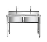 2 Bowl Commercial Laundry Sink, 304 Stainless Steel Prep and Freestanding Utility Sink for Restaurant, Kitchen, Outdoor(120x60x80cm(47.2x23.6x31.5in))