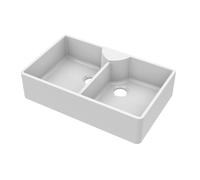 2 Bowl Stepped Weir Butler Sink Tap Ledge No Overflow Tap Hole 895mm Balterley White One Size