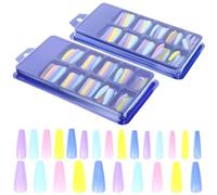 2 Box Ballet False Nails Colourful Long ABS Fingernail Decor | Clippable Short, Safe Manicure Experience, Abs, for Nail DIY Lovers and Artists Random Color